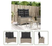 Banca de jardín ajustable de The Living Store, con cojín, color gris claro, fabricada en polirratán