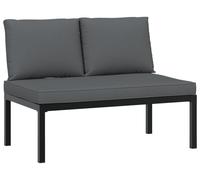 Banca de jardín de aluminio negro con cojín - 110 x 73 x 73 cm - Aluminio con recubrimiento en polvo