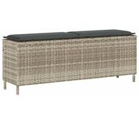 Banca de jardín de polirrotán con cojines, color gris claro, 110 x 30 x 40,5 cm