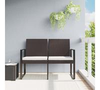 Banca de jardín Living Store para 2 personas, con cojines, color marrón, fabricada en ratán de polipropileno (PP)