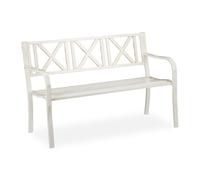 Banca de jardín Relaxdays, para 2 personas, ideal para terraza o balcón, de acero, robusta, con dimensiones de 80,5 x 127 x 63 cm, color blanco y bronce