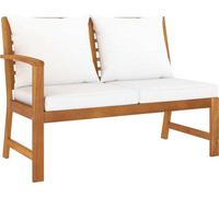 Banca de jardín "The Living Store", 114,5 cm, con cojines color crema, fabricada en madera de acacia maciza