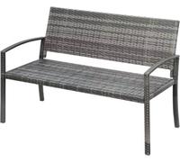 Banca de jardín Vaylen para 2 personas – Fabricada en polirratán y acero – Resistente a la intemperie – Ideal para terraza, jardín y balcón – Color gris