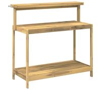 Banca para exteriores con macetero, 111,5 x 48,5 x 107 cm, madera maciza de acacia, color blanco