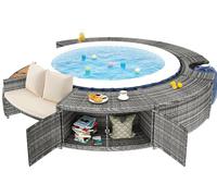 Banca redonda para jardín - Zona de relax exterior - Mueble de jardín - Juego de salones - Área de estar - Ratán sintético (PE) - Resistente a la intemperie