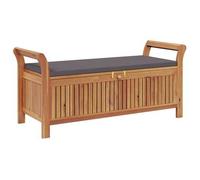 Banco Almacenaje Jardín Con Cojín Madera Maciza De Acacia 126cm Vidaxl
