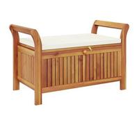 Banco Almacenaje Jardín Con Cojín Madera Maciza De Acacia 91 Cm Vidaxl