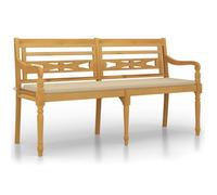 Banco Batavia Con Cojín Beige Madera Maciza De Teca 150 Cm Vidaxl