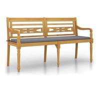 Banco Batavia Con Cojín Gris Madera Maciza De Teca 150 Cm Vidaxl