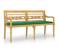 Banco Batavia Con Cojín Verde Madera Maciza De Teca 150 Cm Vidaxl