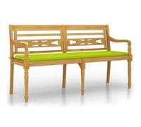 Banco Batavia de Madera de Teca con Cojín, 150 cm | Madera maciza de teca, cojín transpirable, diseño rústico, uso exterior, montaje con manual incluido
