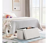 Banco baúl plegable con almacenamiento, taburete reposapiés de tela de felpa suave, asiento resistente hasta 300 kg, tapa desmontable, organizador multifuncional para salón, dormitorio o recibidor