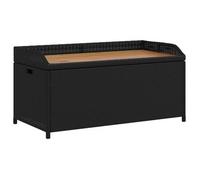 Banco Con Almacenaje Madera Acacia Ratán Pe Negro 100x50x52 Cm Vidaxl