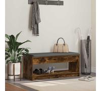 Banco con cojín, roble ahumado, 103 x 38 x 45 cm. Banco de madera con estante, banco para zapatos ideal para pasillos y recibidores, con espacio de almacenamiento