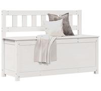 Banco de 110 x 41 x 76,5 cm, fabricado en madera maciza de pino, color blanco. Ideal para recibidor, como banco para zapatos y para almacenamiento