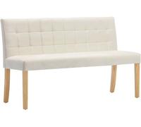 Banco de 140 cm, color crema, tapizado en terciopelo con costuras acolchadas y patas de madera de caucho. Cómodo banco para pasillos, ideal como asiento para zapatos o como banco al pie de la cama, pe