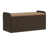 Banco De Almacenaje Y Cojín Ratán Sintético Marrón 115x51x52 Cm Vidaxl