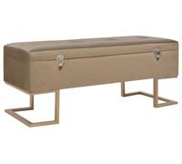 Banco de almacenamiento - color beige, terciopelo - 105 cm - con compartimento de almacenamiento oculto y patas de metal, moderno banco para zapatos