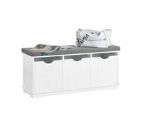 Banco de almacenamiento con acolchados cojines y 3 cubos, estante del zapato, fsr30-w sobuy es