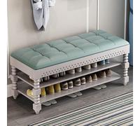 Banco de almacenamiento de 2 niveles con asiento acolchado, banco tapizado para almacenamiento de zapatos, diseño moderno para dormitorio, sala de estar, pasillo, cuero encerado al aceite, tamaño