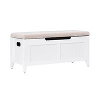 Banco De Almacenamiento De Madera Blanca Con Asiento Acolchado - Tapa Abatible y Bisagras De Seguridad - Multifuncional Para Zapatos, Mantas o Juguetes - Pasillo o Dormitorio - Montaje Fácil