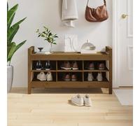 Banco de almacenamiento de madera maciza de pino - 110x40x60 cm - Color miel - Ideal para guardar zapatos y como banco de entrada