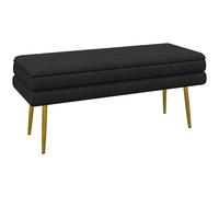 Banco de almacenamiento HOMCOM, con tapa, baúl de almacenamiento con aspecto de terciopelo y patas de acero, 100x42 cm, Negro e
