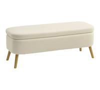 Banco de almacenamiento HOMCOM, modelo Polar Teddy, baúl de almacenamiento con tapa, soporte para bebidas, capacidad 65 L, hasta