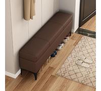 Banco de Almacenamiento tapizado en Piel sintética para Dormitorio, Sala de | Asiento estrecho moderno extralargo, acabado en marrón oscuro, tamaño 60x30x43 cm, adecuado para dormitorio, sala de estar o