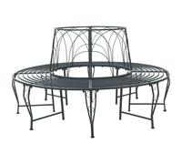 vidaXL Banco de árbol 8-Número Asientos Ø 160 x 89 cm Acero Plata Gris Redondo, Elegante banco exterior, Acero resistente a la intemperie, Muebles de jardín modernos para patio y patio trasero