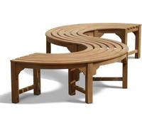 Banco de árbol Teako Design Fermo en forma de S, teca maciza, diámetro 150 cm