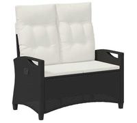vidaXL Banco de jardín con almohada Negro y crema 105 x 60 x 112 cm