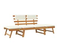 Banco De Jardín Con Cojines 2 En 1 190 Cm Madera Maciza Acacia Vidaxl