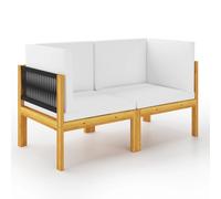 vidaXL Banco de jardín de 2 plazas con cojines de madera de acacia y cuerda