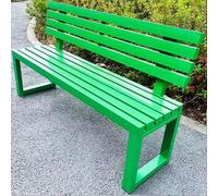Banco de jardín de madera maciza para exteriores con patas de hierro fundido, asiento duradero para patio, 100 x 40 x 85 cm, elegante banco de parque para terraza y espacios al aire libre, color verde