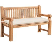 Banco de jardin de teca daxon con cojin de asiento madera crema 61x150x93 cm