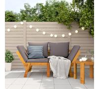 Banco de jardín genérico 2 en 1 madera de acacia maciza con cojines | Convertible En Cama De Día, Diseño De Latte, Resistente A La Intemperidad, Para Porche O Jardín