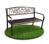 Banco de jardín irys marrón con patas de acero y respaldo de hierro fundido de 127 cm de ancho