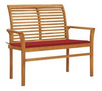 Banco De Jardín Madera Maciza De Teca Con Cojín Rojo 112 Cm Vidaxl