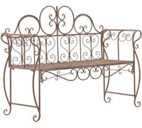 CLP Banco de Jardin Minna, Banco metalico romantico Estilo modernista con reposabrazos, Ideal para Jardin, terraza y Balcon, hasta 180 kg | Color Antiguo marrón