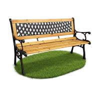 Banco de jardín negro mirt con madera lacada y patas de hierro fundido, ancho 127 cm