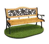 Banco de jardín negro rosa con madera lacada y patas de acero, ancho 127 cm