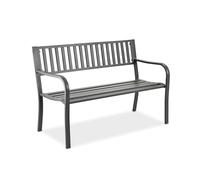 Banco de jardín Relaxdays, 2 plazas, Al x An x Pr: 82 x 127,5 x 59,5 cm, Acero, Banco para jardín, terraza, balcón, Gris