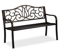 Banco de jardín Relaxdays de estilo antiguo para 2 personas, ideal para balcón o terraza, banco de metal con dimensiones de 90 x 127,5 x 63 cm, fabricado en acero y fundición, color bronce