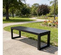 Banco de jardín resistente para exteriores, resistente a la intemperie, acero galvanizado y madera tratada, capacidad de 400 kg, ideal para jardín, terraza, balcón, parque infantil, parada de autobús.