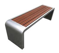 Banco de metal para exteriores, asiento de hierro forjado con superficie de madera compuesta, resistente a la intemperie para parques, campus, zonas escénicas, plazas, diseño duradero y elegante