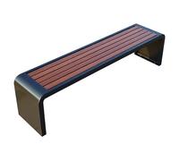 Banco de metal para exteriores, asiento de hierro forjado con superficie de madera compuesta, resistente a la intemperie para parques, campus, zonas escénicas, plazas, diseño duradero y elegante