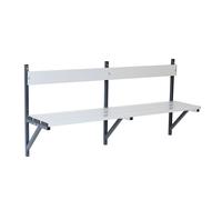 Banco de pared Sypro, listones de aluminio / armazón de acero inoxidable