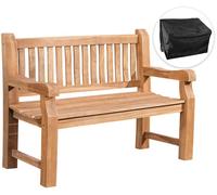 Banco de teca de 120 cm con cubierta protectora madera teca 61x120x93 cm