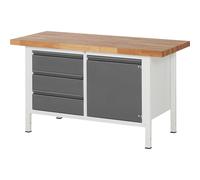 Banco de trabajo, bastidor modular serie 8500 RAU, 3 cajones, 1 puerta, anchura de tablero 1500 mm